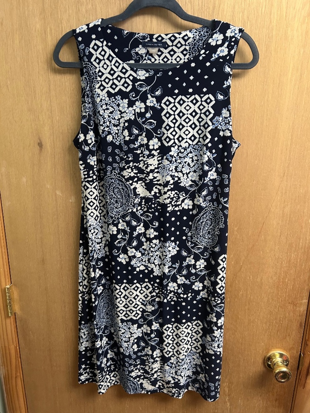 Navy & White Floral-Print Slip Mini Dress